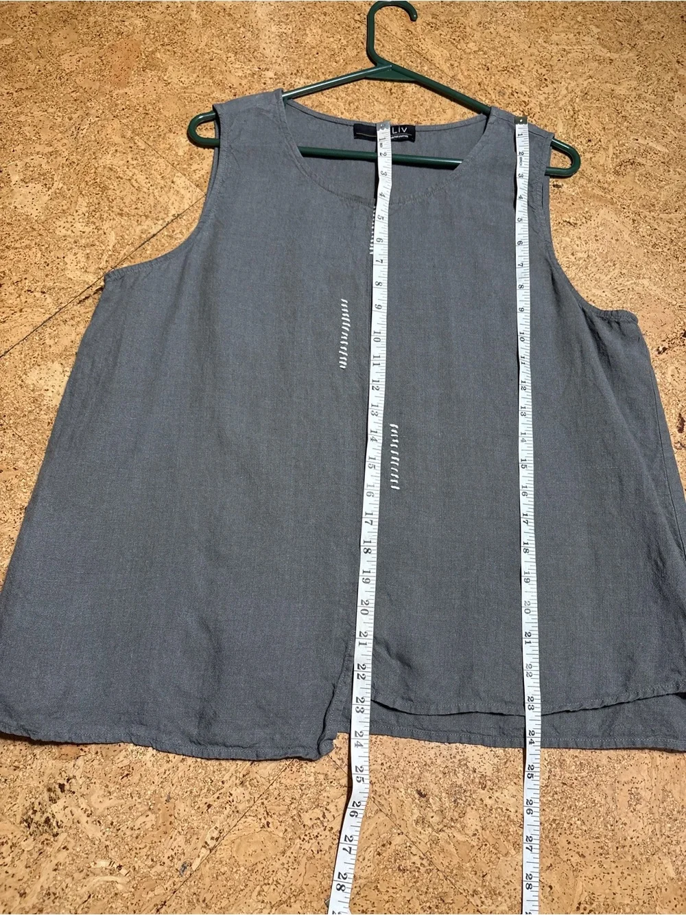 Liv By Habitat 100% Linen Hand Stitch Tank in Taupe Sz L - Picture 6 of 7